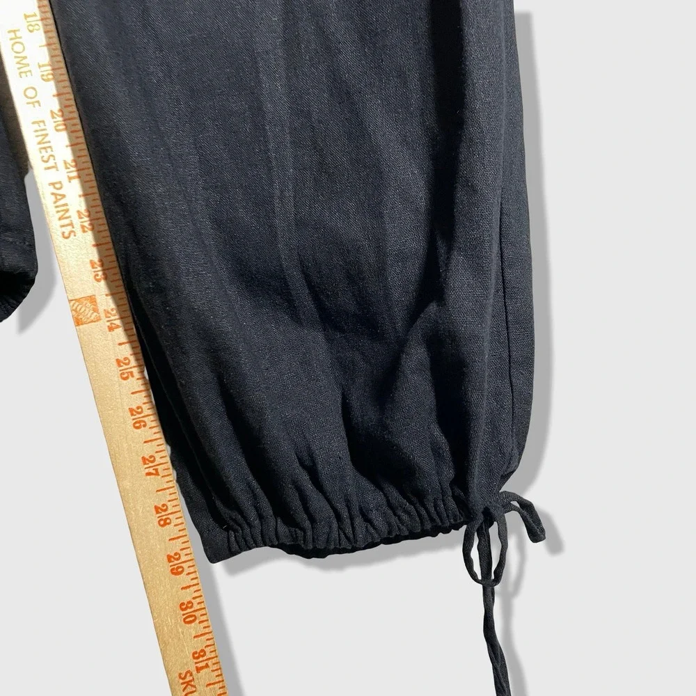 Old Navy Linen Blend Jogger Pants Womens Small Black Coastal Grandma Boho NWT